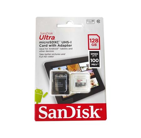 Tarjeta Micro SD Sandisk Ultra 128GB C10 c/ada 100M